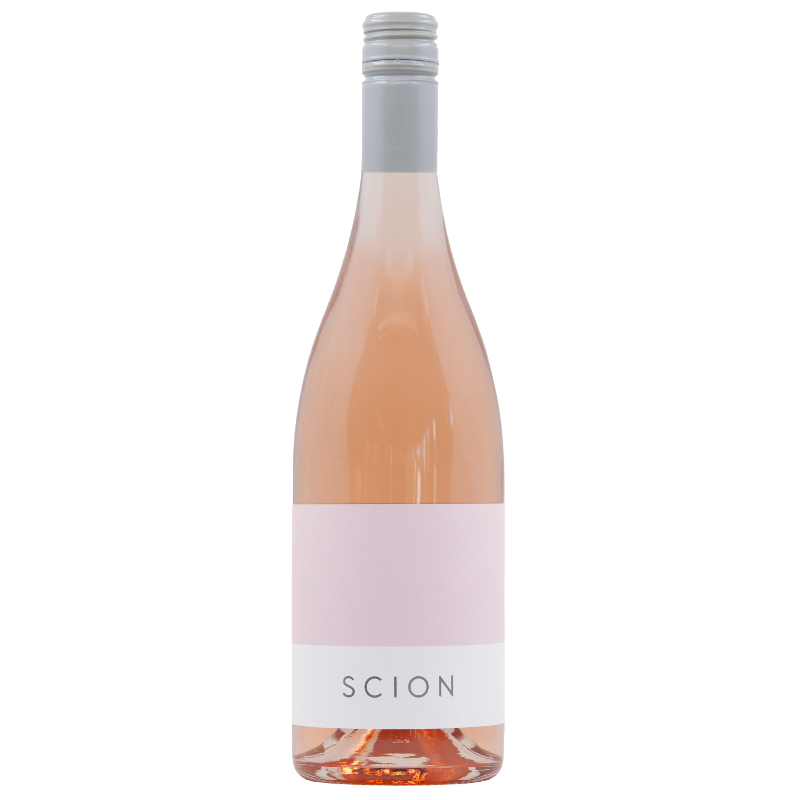 Bottle of Scion rosé wine on a white background