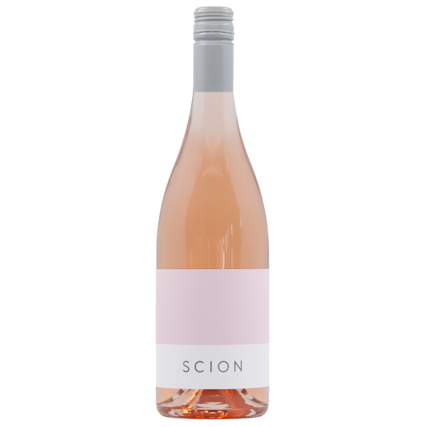 Bottle of Scion rosé wine on a white background