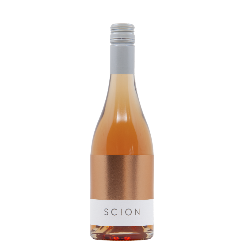 Wine bottle with 'Scion' label on a white background